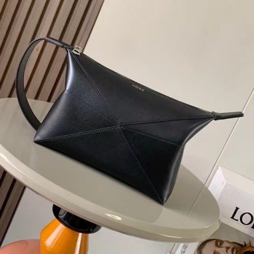 Puzzle Fold Glossy Cow Leather Wash Bag