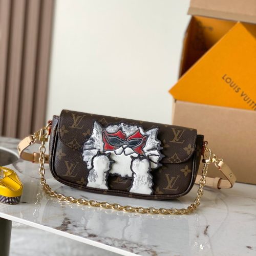 Sac Recoleta Shoulder Bag M15148 | Cat Print Canvas Crossbody Bag