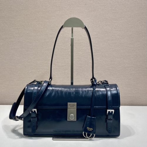 Structured Leather Top Handle Bucket Bag