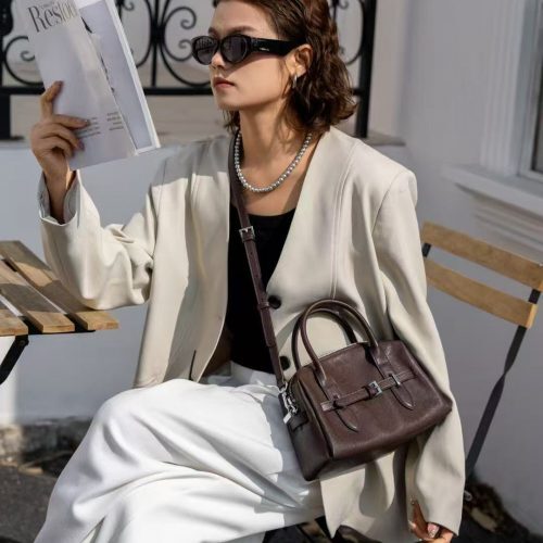 Elegant Leather Top Handle Shoulder Bag