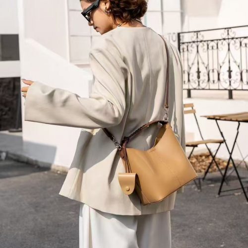 Small Leather Bucket Shoulder Bag